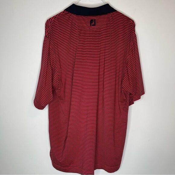 FootJoy Red-Black Striped Short Sleeve Golf Polo in Size Large - Picture 4 of 6